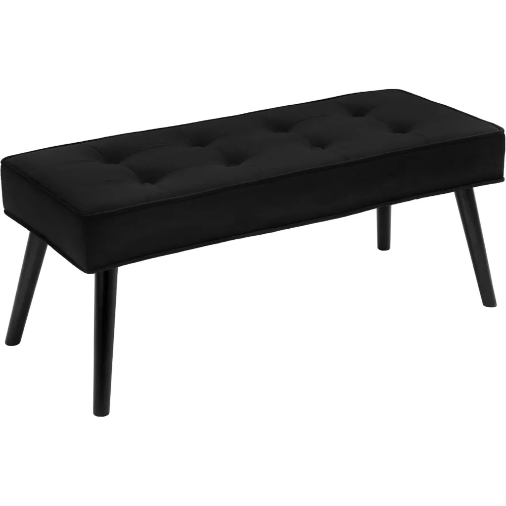 

40" Velvet Tufted Ottoman Bench - Upholstered Bed Bench with Wood Legs for Living Room & Entryway