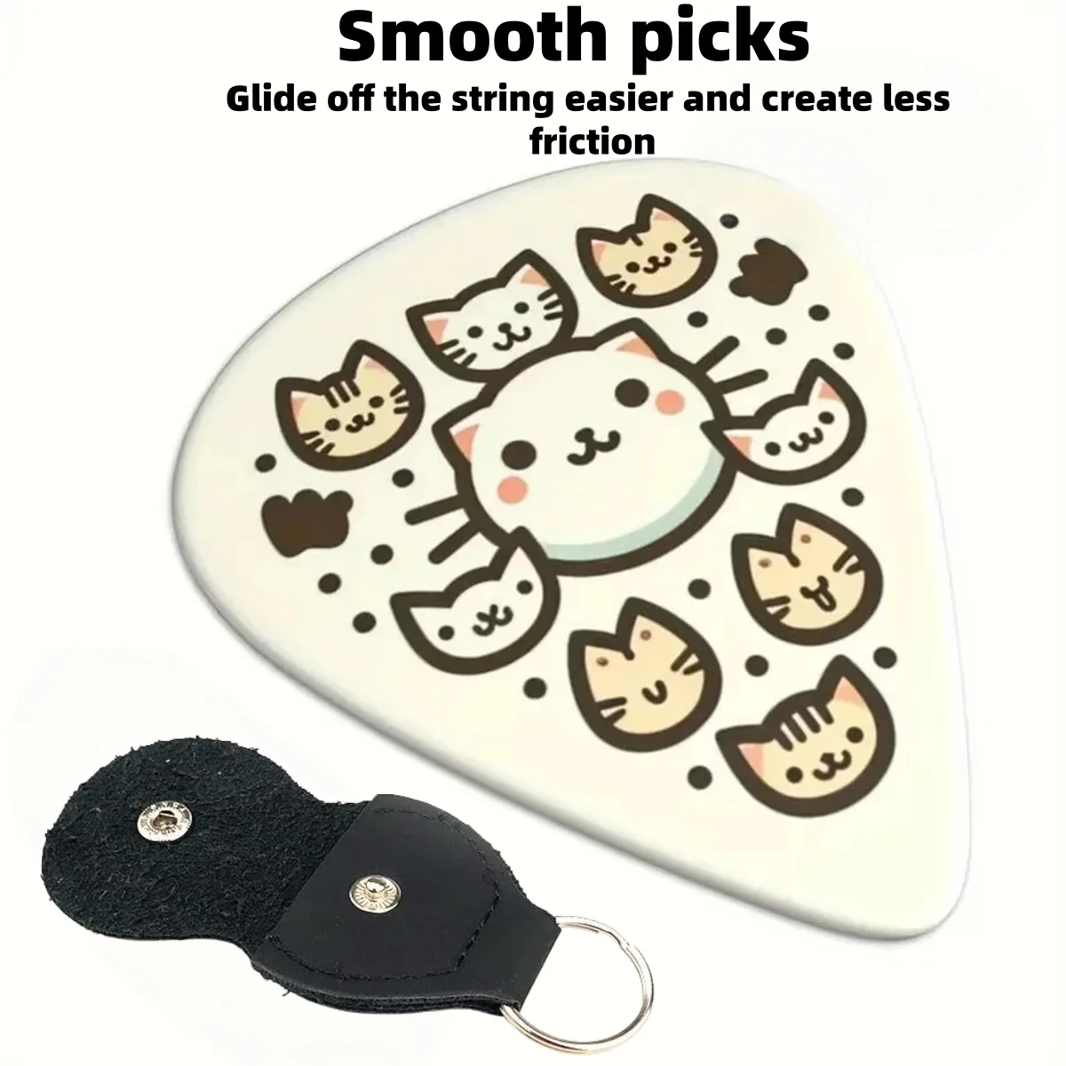 Miwayer 6 قطع من أعواد الجيتار الأصلية "رأس القطط" / مع حافظة سلسلة المفاتيح/لملحقات الجيتار الموسيقيين