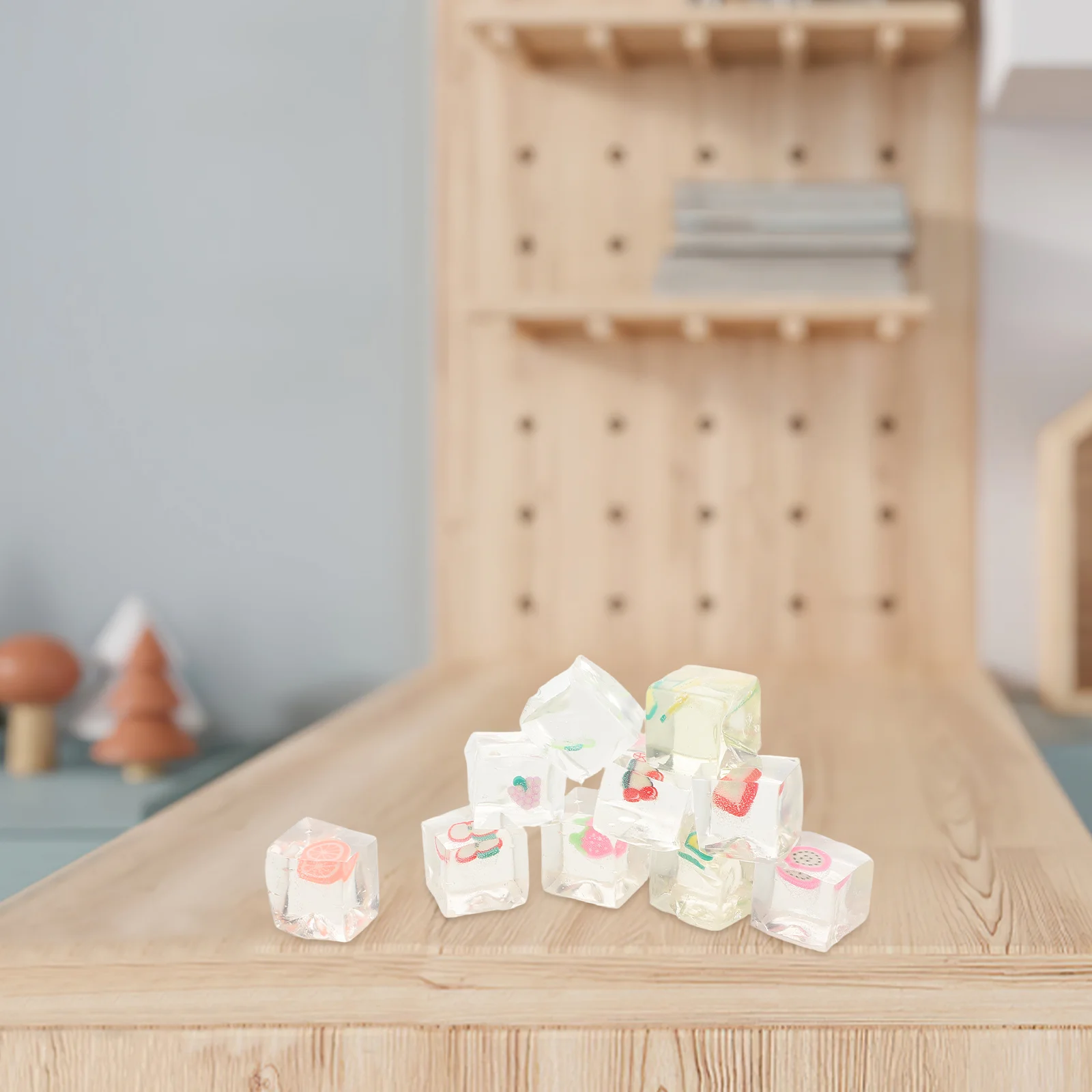10 ชิ้น Ice Cube ผลไม้หยิกความเครียดก้อน Squishy Balls Sensory ของเล่นของเล่นเพลงสําหรับเด็กเด็ก