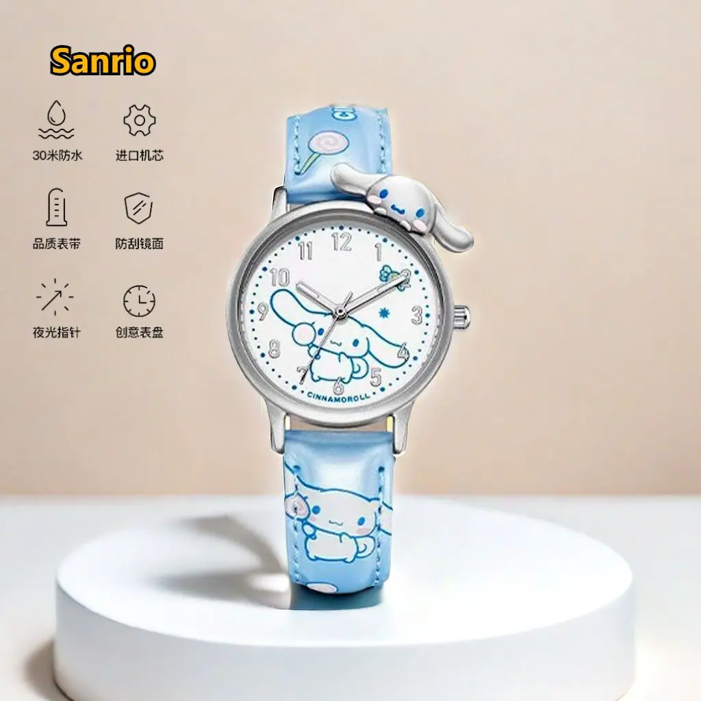 Sanrio New Hello Kitty Cinnamoroll Quartz Watch Cute Children's Watch Waterproof Simple Cartoon Birthday Gifts