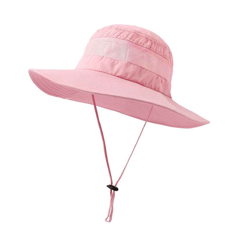 Bucket Hat Women Ponytail Big Brim String Cap Summer Protection Fishing Accessory For Outdoor Beach Swimming  Hiking