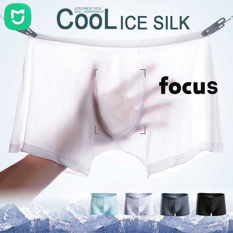 New MIJIA Summer Men's Ice Silk Seamless Underwear Sexy Men's Boxer Shorts Men's Ultra-thin Breathable Underwear Boxer Briefs