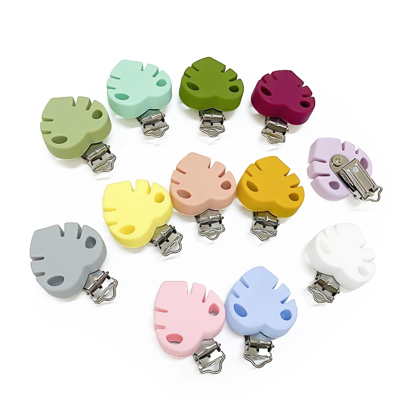 3pcs Silicone Leaf Pacifier Clip Pacifier Chain Holder Soother Nursing Clips BPA Free Pacifier Chain Accessories
