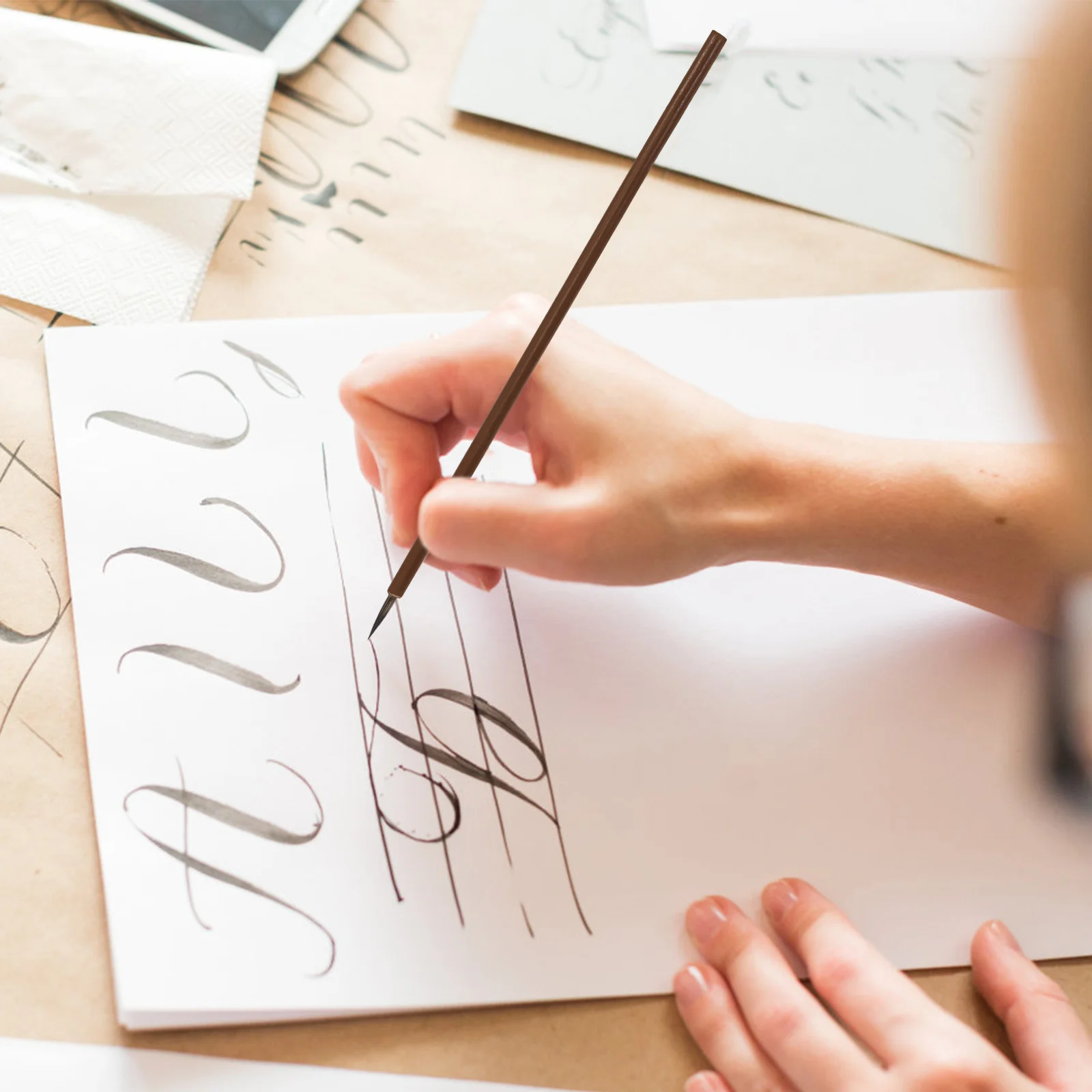 

15Pcs Chinese Calligraphy Brush Kit Durable Wooden Handle Writing Painting Brush for Beginners Artists School Birthday Gift