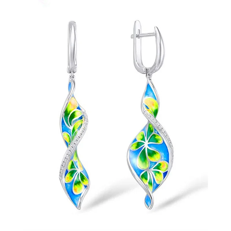 New Trendy and Colorful Countryside Style High-end Earrings for Women with Spiral Rotating Design, Featuring Yezisen Jewelry