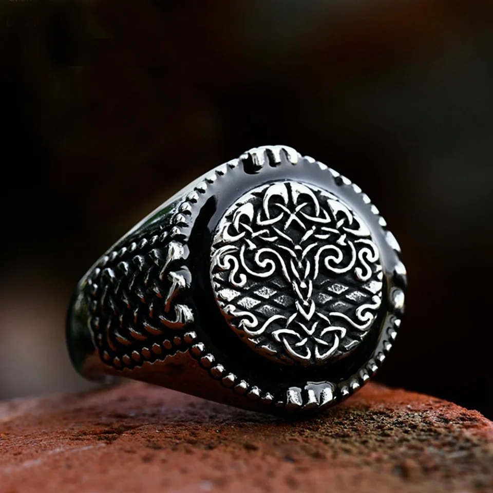 

Vintage Stainless Steel Vikings Tree Of Life Ring For Men Women Fashion Punk Nordic Celtic Knot Rings Amulet Jewelry Wholesale