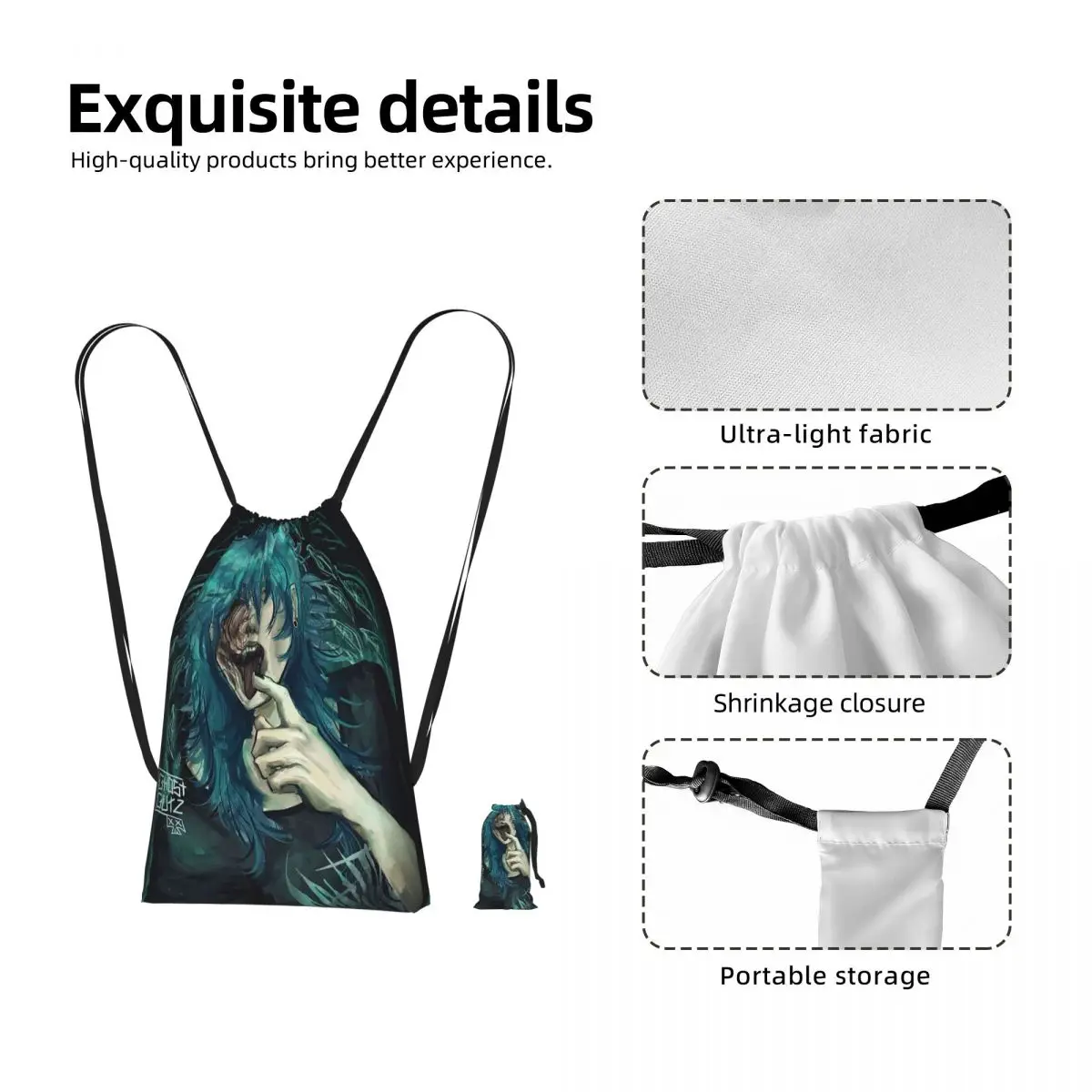 Sally Face Game Anime SF Horror Sal Fisher Drawstring Backpack hiking cycling Bag Lightweight Storage Drawstring Bag Men Women