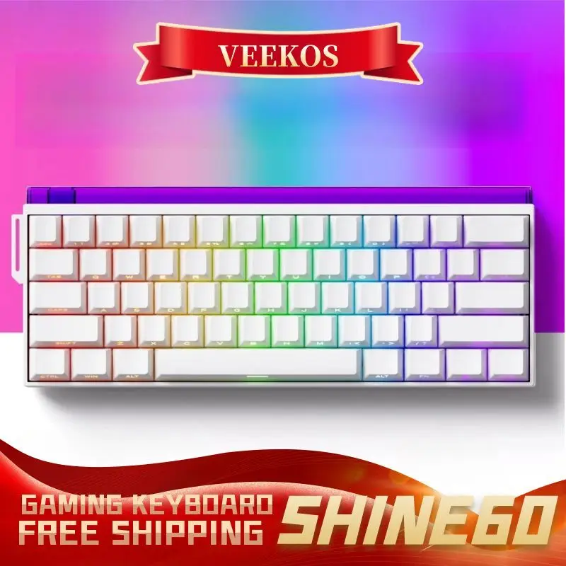 

Veekos Shine60 HE Magnetic Switch Keyboard 60% Rapid Trigger Keboard RT 0.01mm Snap Key Custom Keyboard for Esports Gamer