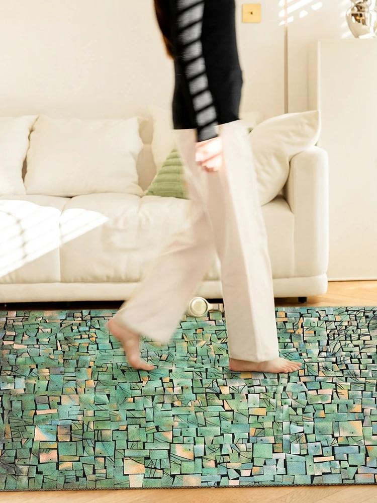 Modern Design Green New Living Room Carpet Thick Handmade Wool Home Rug Vintage Sofa Tea Table Large Mat High-end Bedroom Carpet