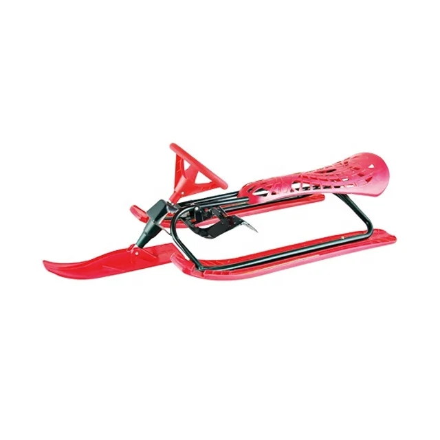 Ski Bike with Steering Wheel High Performance Metal Frame 3-ski Snow Sled No Power Winter Outdoor Sports Equipment