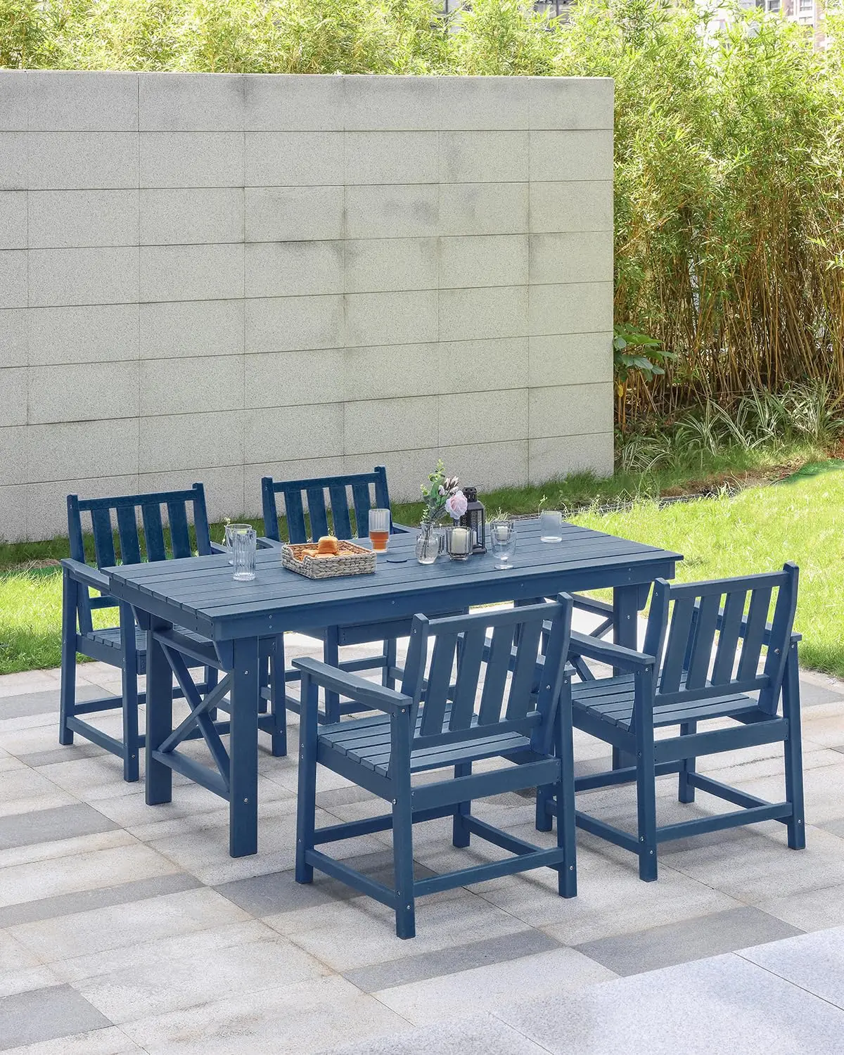 HDPE Outdoor Dining Chair, All-Weather HDPE Patio Dining Chair with Armrest, Heavy Duty HDPE Outdoor Armchair Patio