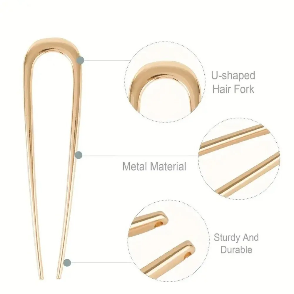 

2Pcs High Quality U-Shaped Hair Clip Large Size Alloy Hair Fork Multifunctional Styling Aid Hairpin Hair Accessories