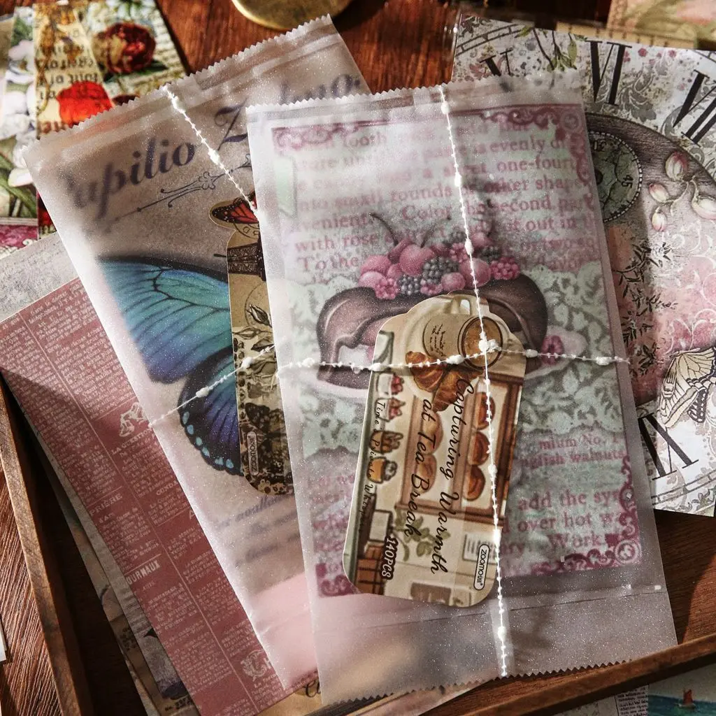 140-teiliges Vintage-Stil Material-Set für DIY Handgemachtes Album Scrapbook Junk Journal Bastelbedarf Dekorative Papiere