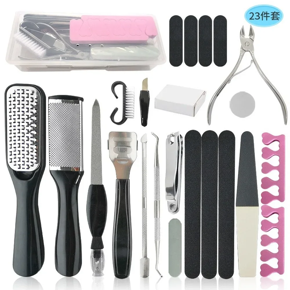 

23-piece Set of Pedicure Tools To Remove Dead Skin Stainless Steel Foot Plate Nail Clipper Set Nail Shop Nail Tools