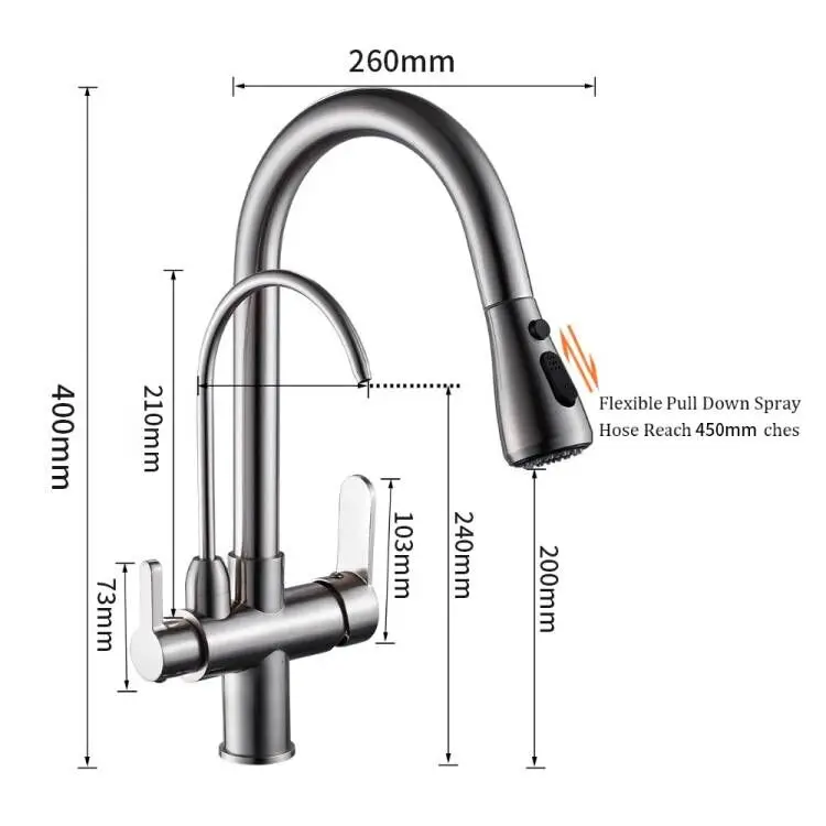 Kitchen Faucets torneira para cozinha de Crane For Kitchen Water Filter Tap Three Ways Sink Mixer Kitchen Faucet WF-0195