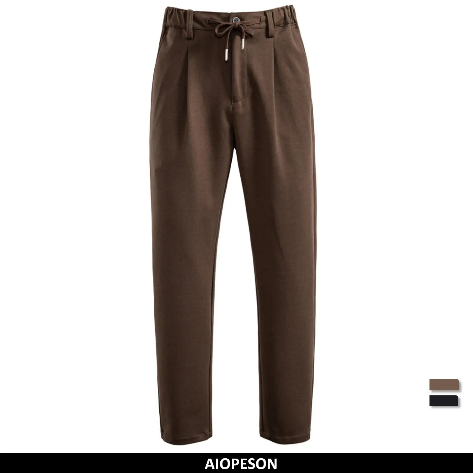 AIOPESON Casual Thermal Pants Men Winter Warm Thermal Trousers Thickened Elastic Waist Zippers Fashion Outdoor Windproof Pants