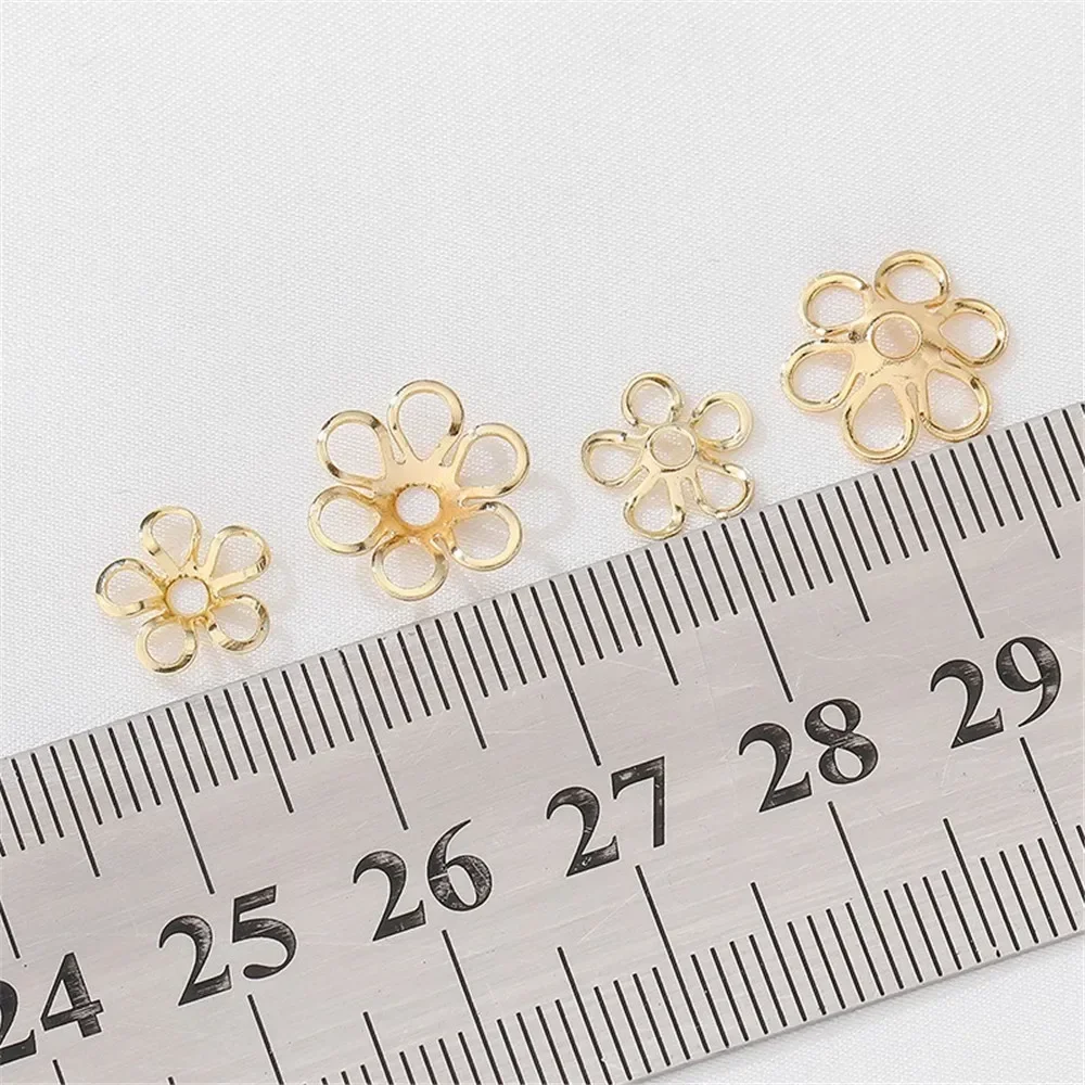14K vergulde geometrische bloemmuts met bloembak Spacer handgemaakte diy armband ketting kralen sieraden materiaal accessoires