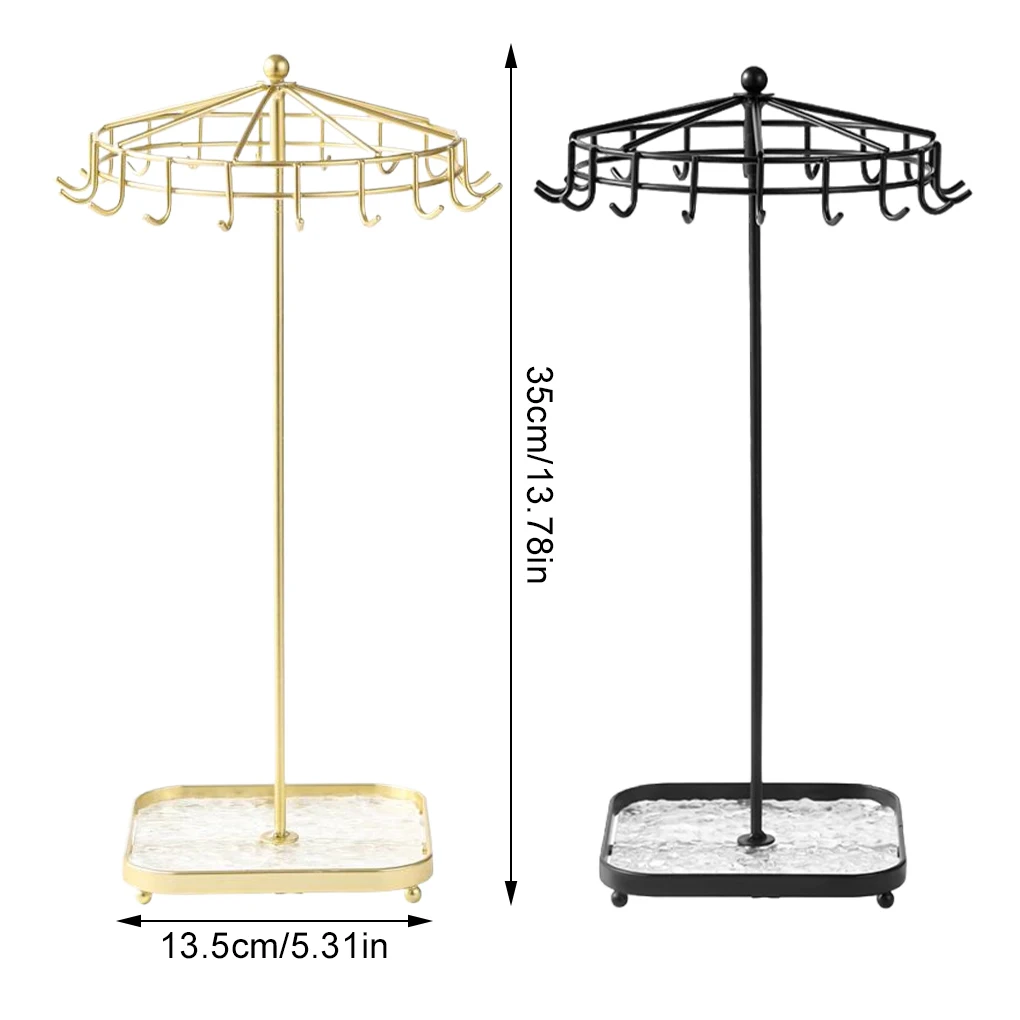 

Новые ювелирные изделия, вращающееся кольцо, держатель для дисплея, органайзер, подставка для ожерелья, металлическая полка-органайзер, 23 крючка, домашний держатель для ювелирных изделий