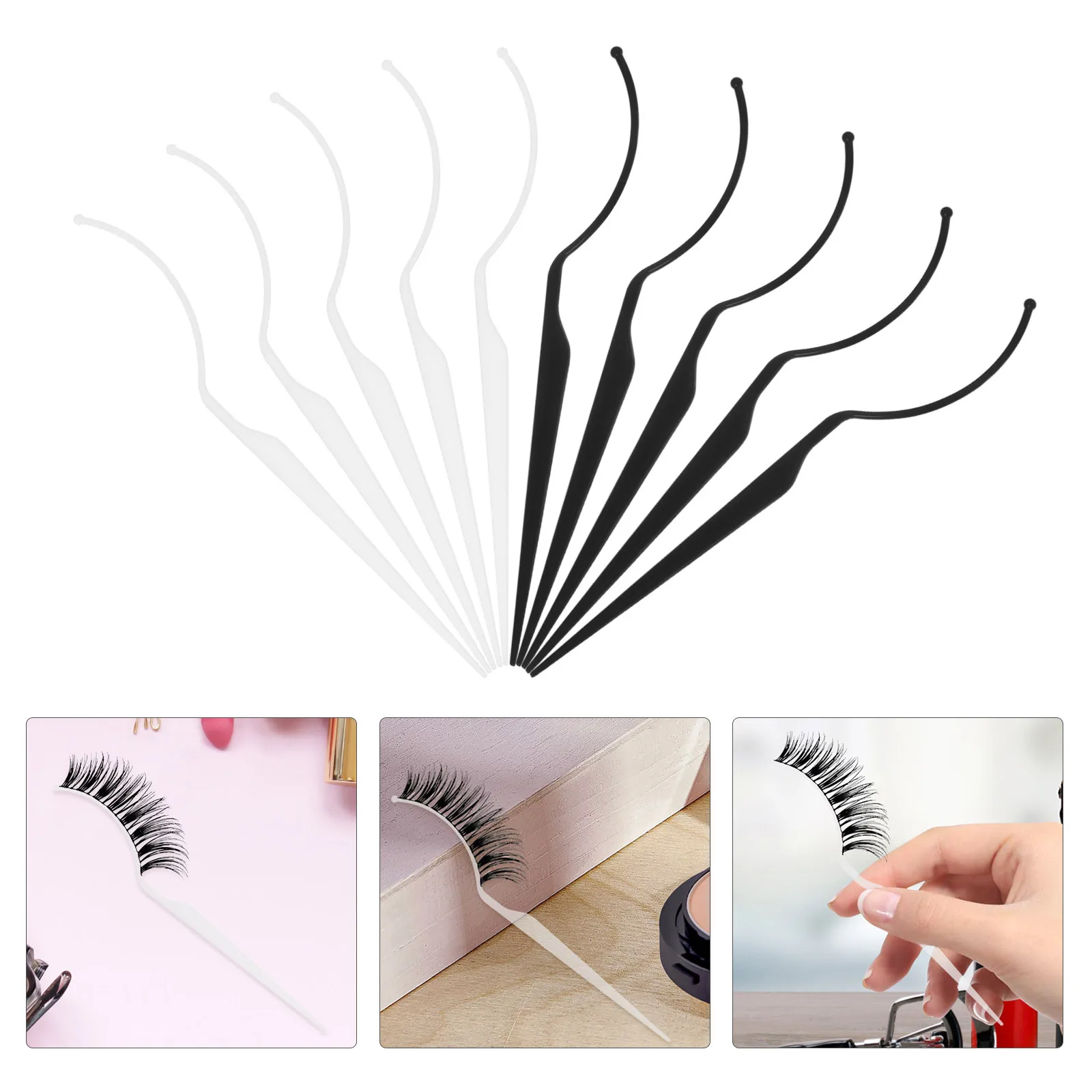 Bâton d'affichage de faux cils, support en Fiber acrylique pour outil d'affichage, support d'affichage de cils transparent et robuste, 10 pièces