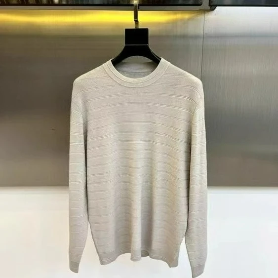 BC 가을 겨울 신상 자수 크루넥 니트 스웨터 남성용 올드 머니 스타일 다용도 긴팔 스웨터