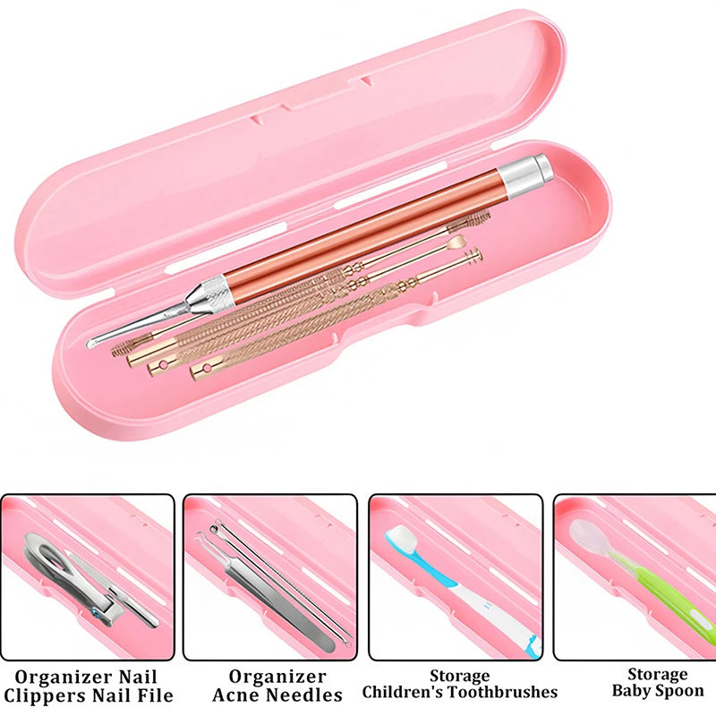 1/8 Pcs Portable Rectangle Nail Art Tool Empty Storage Box Tweezers Clippers Pens Polishing Nail Buffer Files Plastic Container'