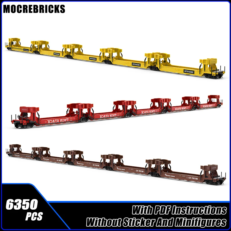 

MOC City Railway Freight Trains Twin Stack Container Transport Vehicle MOC Builidng Blocks Model Kid's Bricks Toys Xmas Gifts