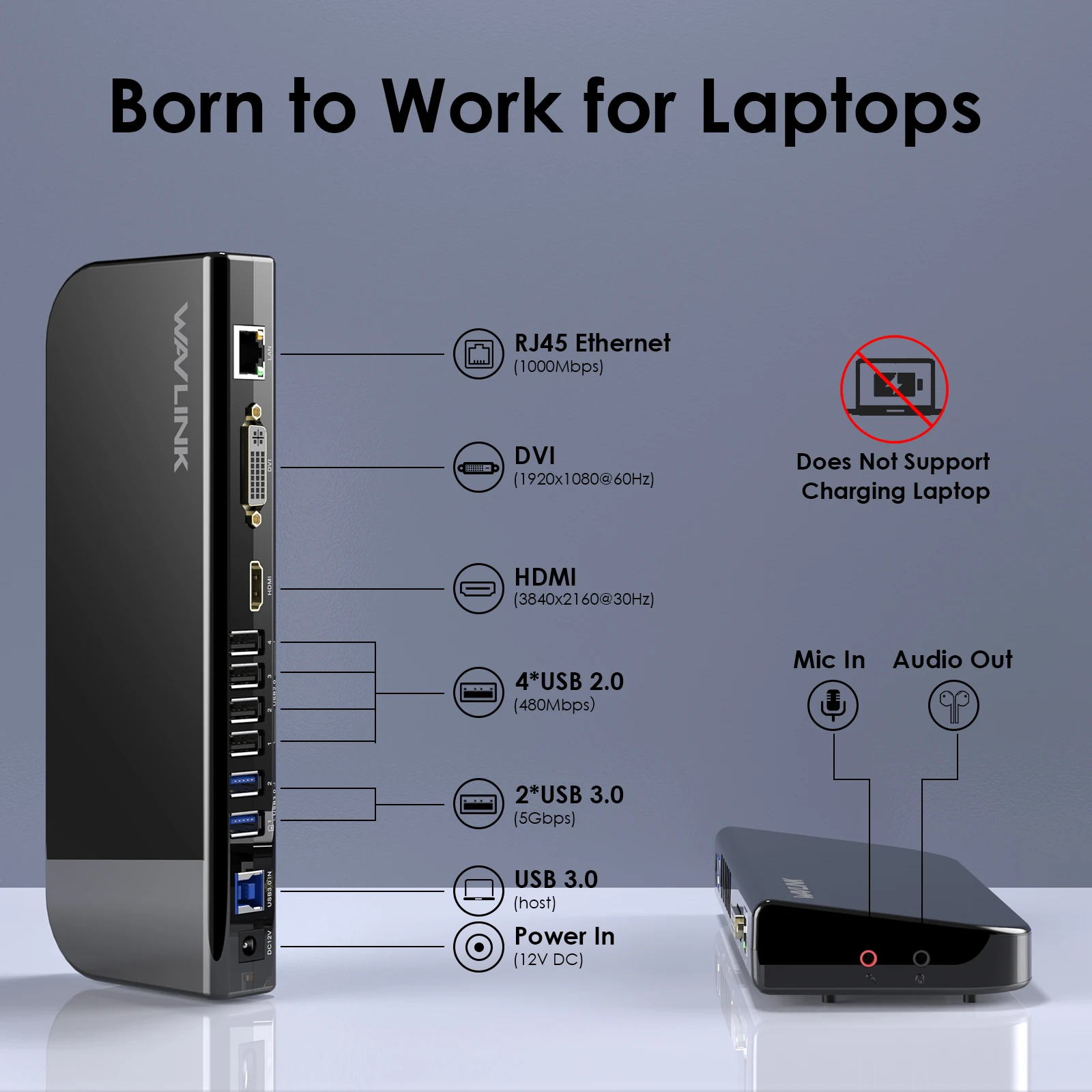 Imagem -05 - Wavlink Usb 3.0 4k Universal Portátil Docking Station Usb-c Hub Monitor Duplo Hdmi Dvi Vga Exibição de Vídeo para m1 m2 Mac Windows 11