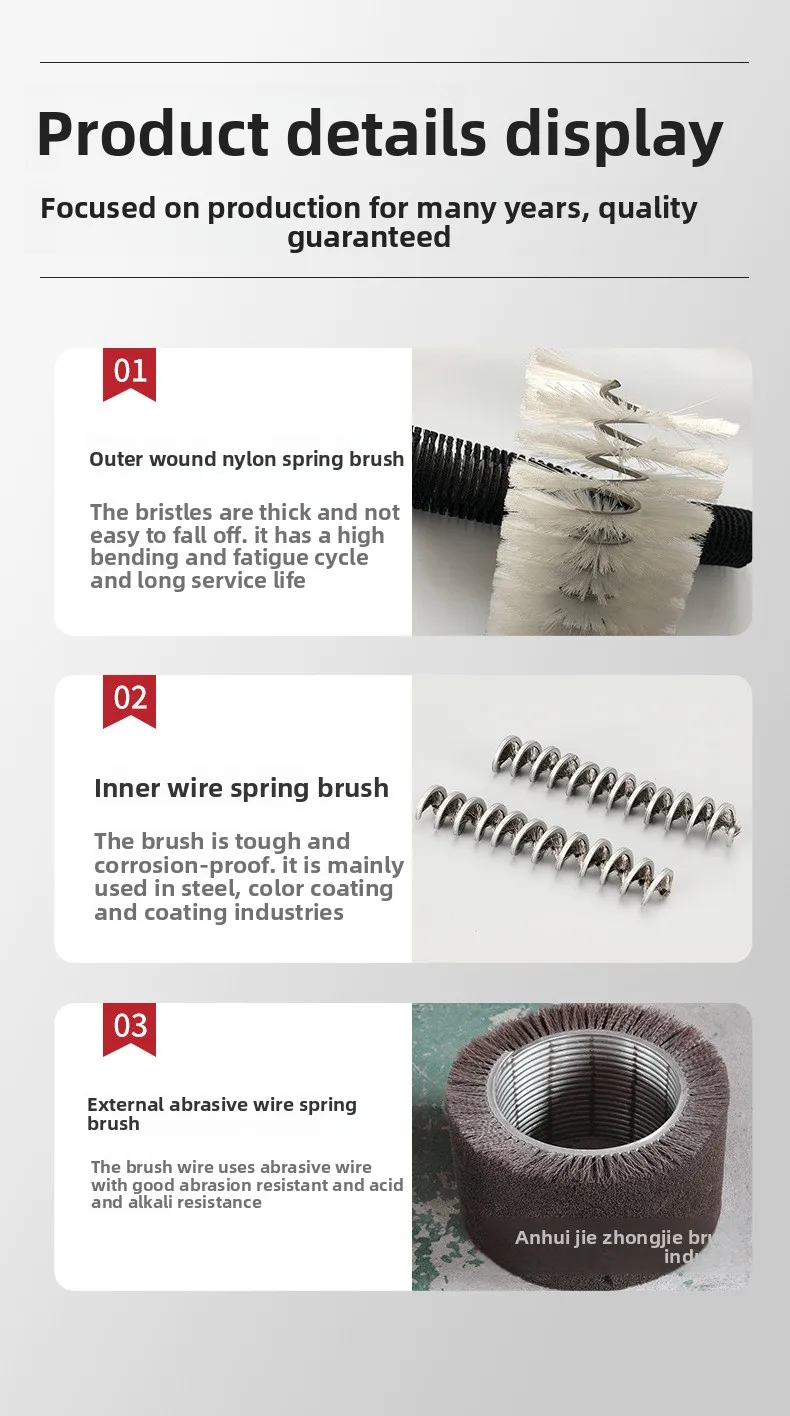 Inner and outer wound spring brush, nylon abrasive wire spiral brush, industrial cleaning dust removal spring brush