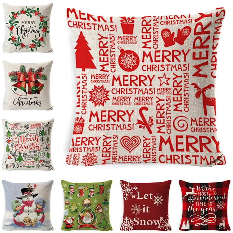 מכתב חג המולד פשתן הדפסה לזרוק ציפית בית וספה מצעים כיסוי כרית חג המולד מסיבת כרית כיסוי לחג המולד 45 x45