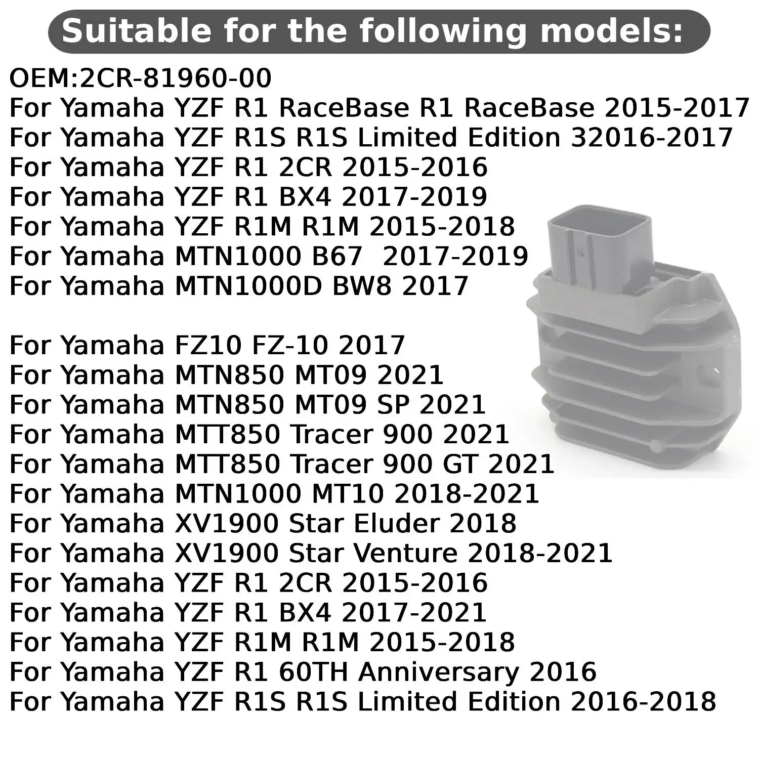 Motorcycle Voltage Regulator Rectifier Accessories For Yamaha YZF R1 RaceBase R1 RaceBase YZF R1 2CR YZF R1 BX4 OEM:2CR-81960-00