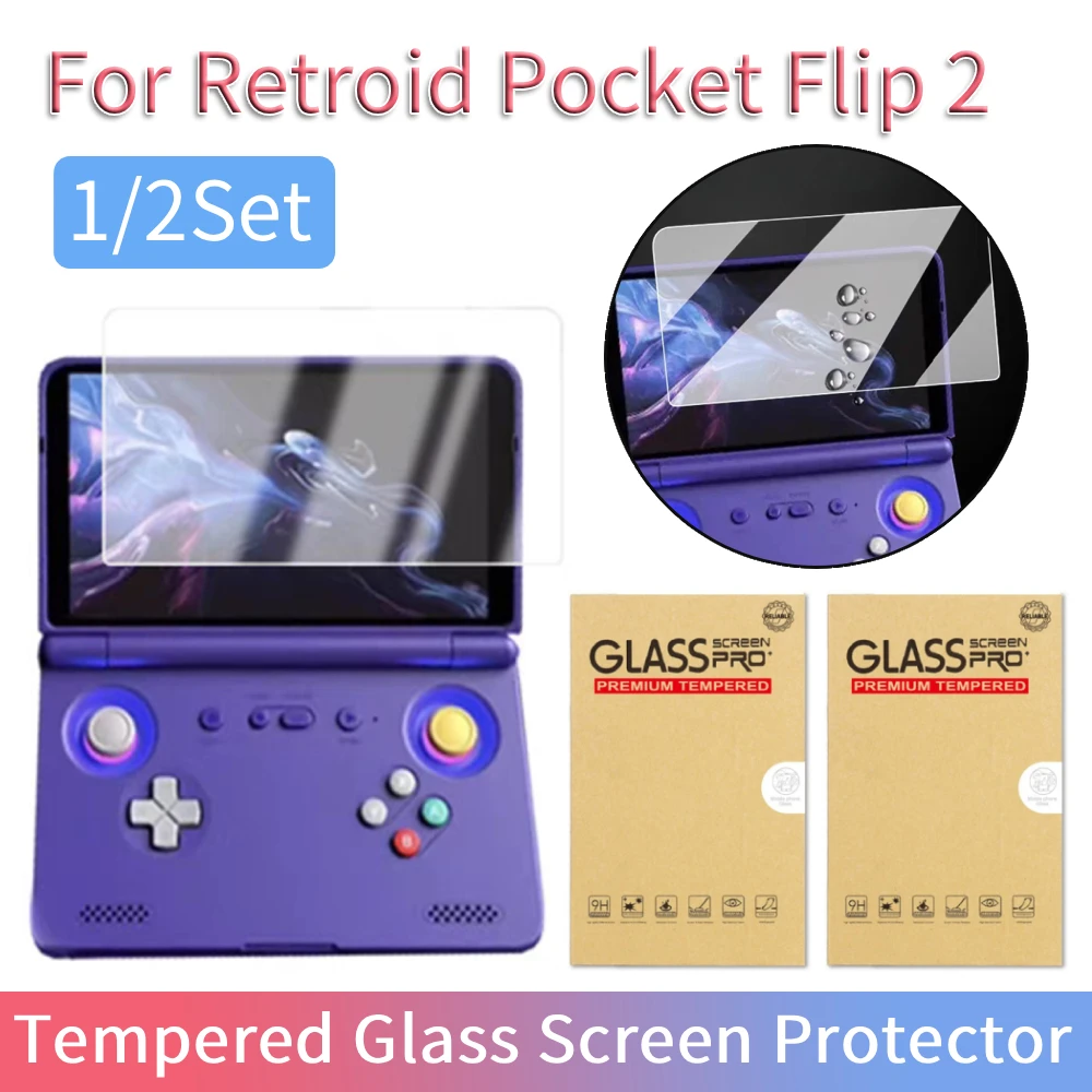 

1/2 комплекта, 2 шт./компл., защитная пленка из закаленного стекла 9H HD для игровой консоли Retroid Pocket Flip 2, устойчивая к царапинам защитная пленка