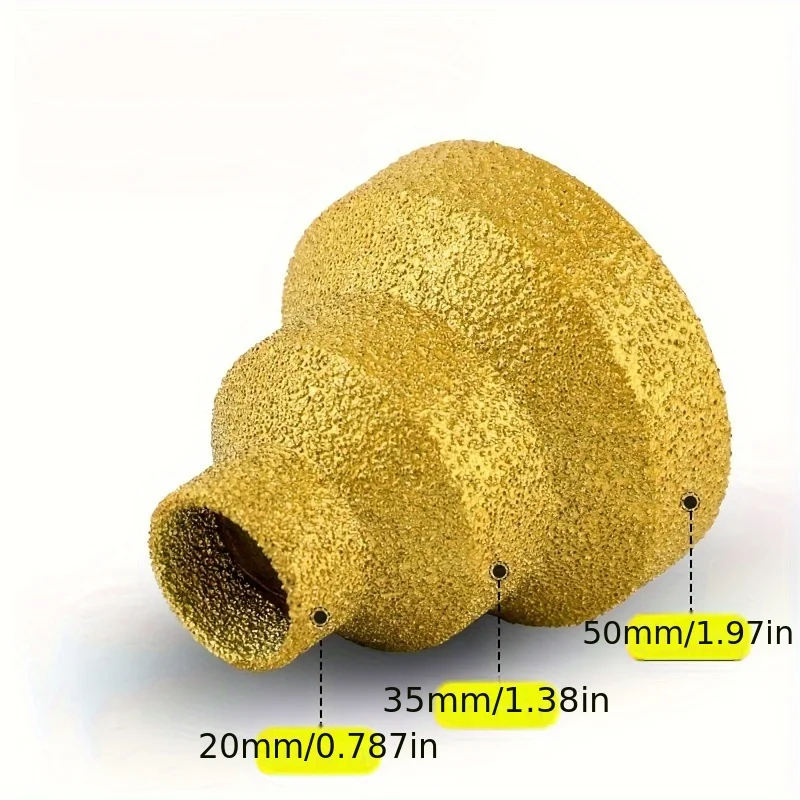 Set di punte per alesatore a cono per brasatura diamantata, dimensioni 20 mm, 35 mm, 50 mm con filettatura M10, per lavori di mattoni, foratura e rifilatura del marmo