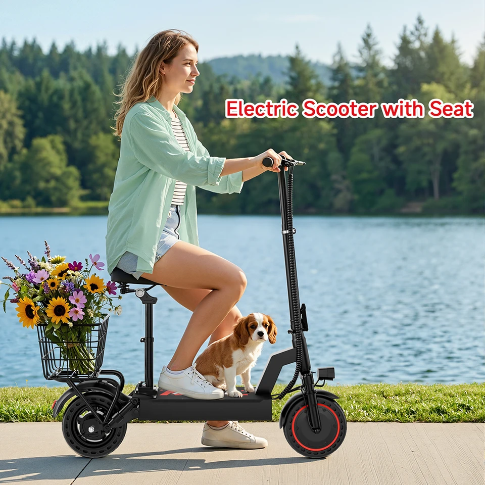 2026 New 500W 10inch Solid Tire Electric Bicycle with Basket 7.8AH Battery 22Miles Max Range 22MPH Max Speed Dua Shock Absorption Foldable Adult Ebike image 10