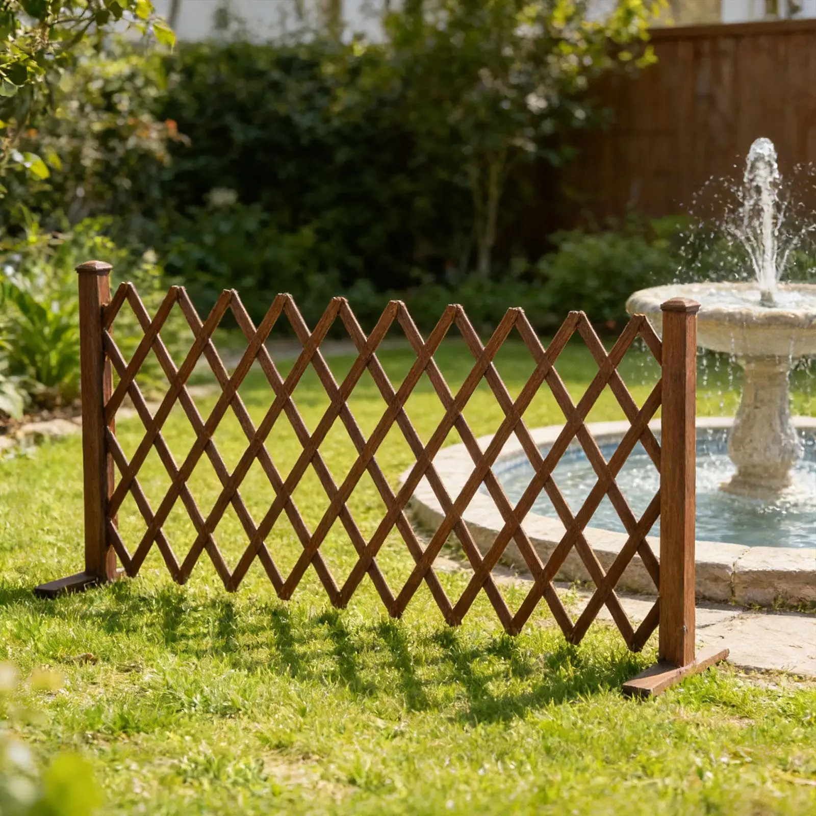 Retractable Wooden Fence Extendable Instant Fence Freestanding Lattice Panel Wooden Garden Fence for Garden Indoor Outdoor