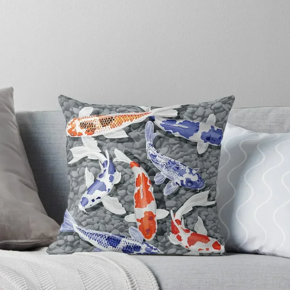 Koi fish in a rock pond Throw Pillow Cushion Covers For Living Room Couch Cushions pillow