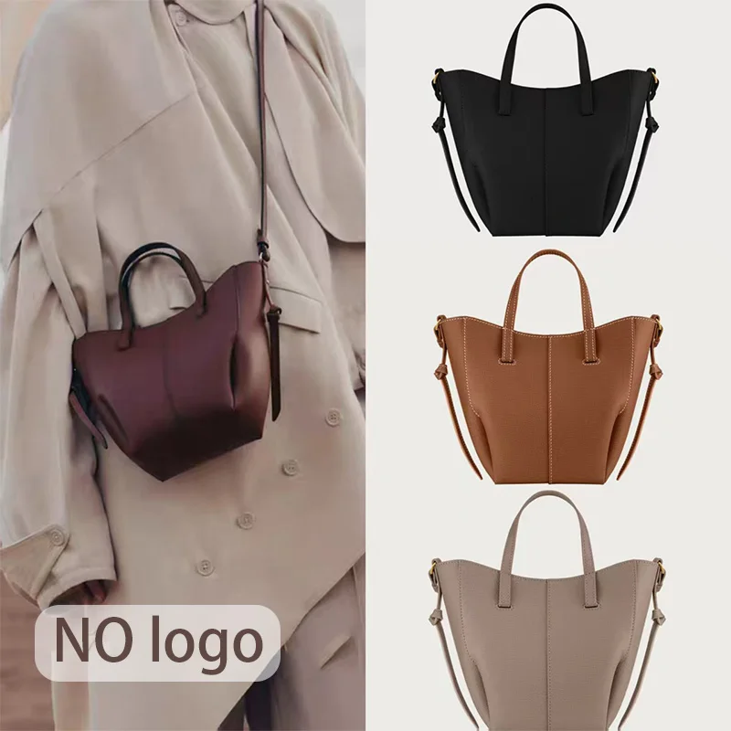 

French Fashion Tote Bag Litchi Grain Hand Carry Bag Women Niche Luxury Shoulder Crossbody Bag (NO LOGO)
