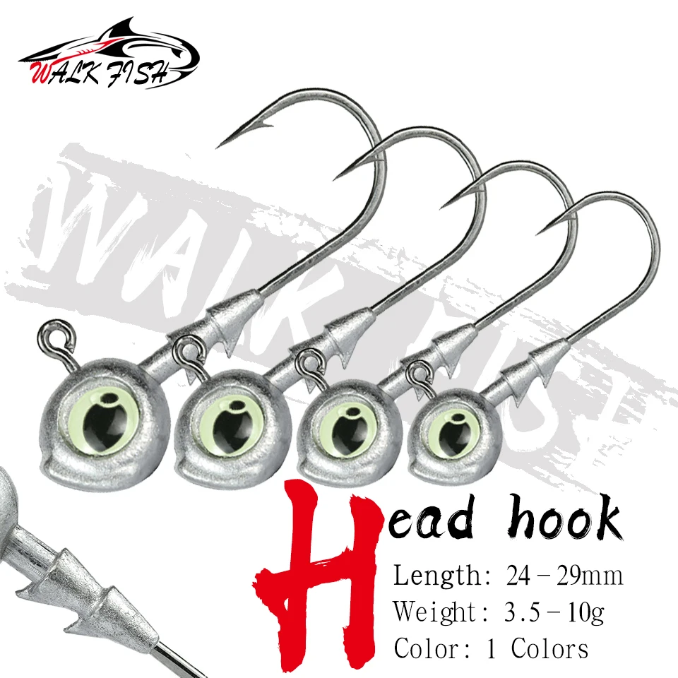 WALK FISH 3er/5er-Set 3,5g-10g Fischauge-Bleikopfhaken Micro-Root Crank Stream Feiner Schwarzer Pit Wild Fishing Texas Angelhaken
