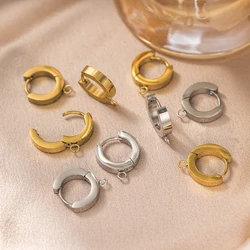 10pcs Stainless Steel Hypoallergenic Round Hoop Huggie Earring Hooks Clips Post For DIY Ear Jewelry Making Supplies Accessories