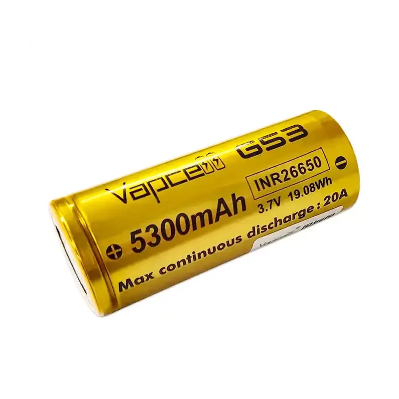 Original Vapcell G53 INR 26650 Battery 5300mAh Capacity 20A 3.7V Rechargeable Li ion Battery For Electric Bicycles Golf Carts