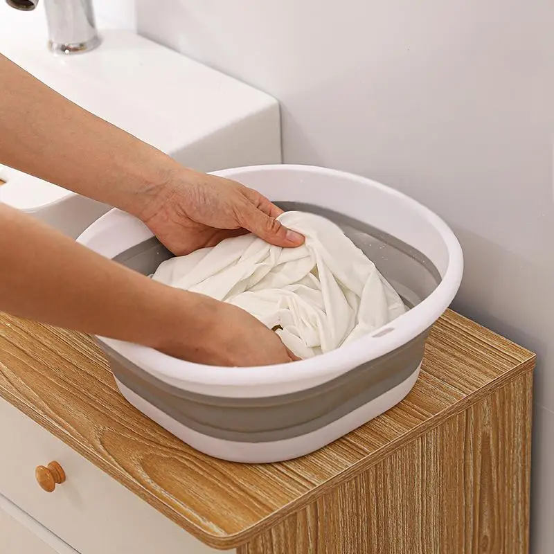 1pc Large Foldable Portable Plastic Compression Washbasin, Suitable For Home, Travel Laundry, Washing Vegetables