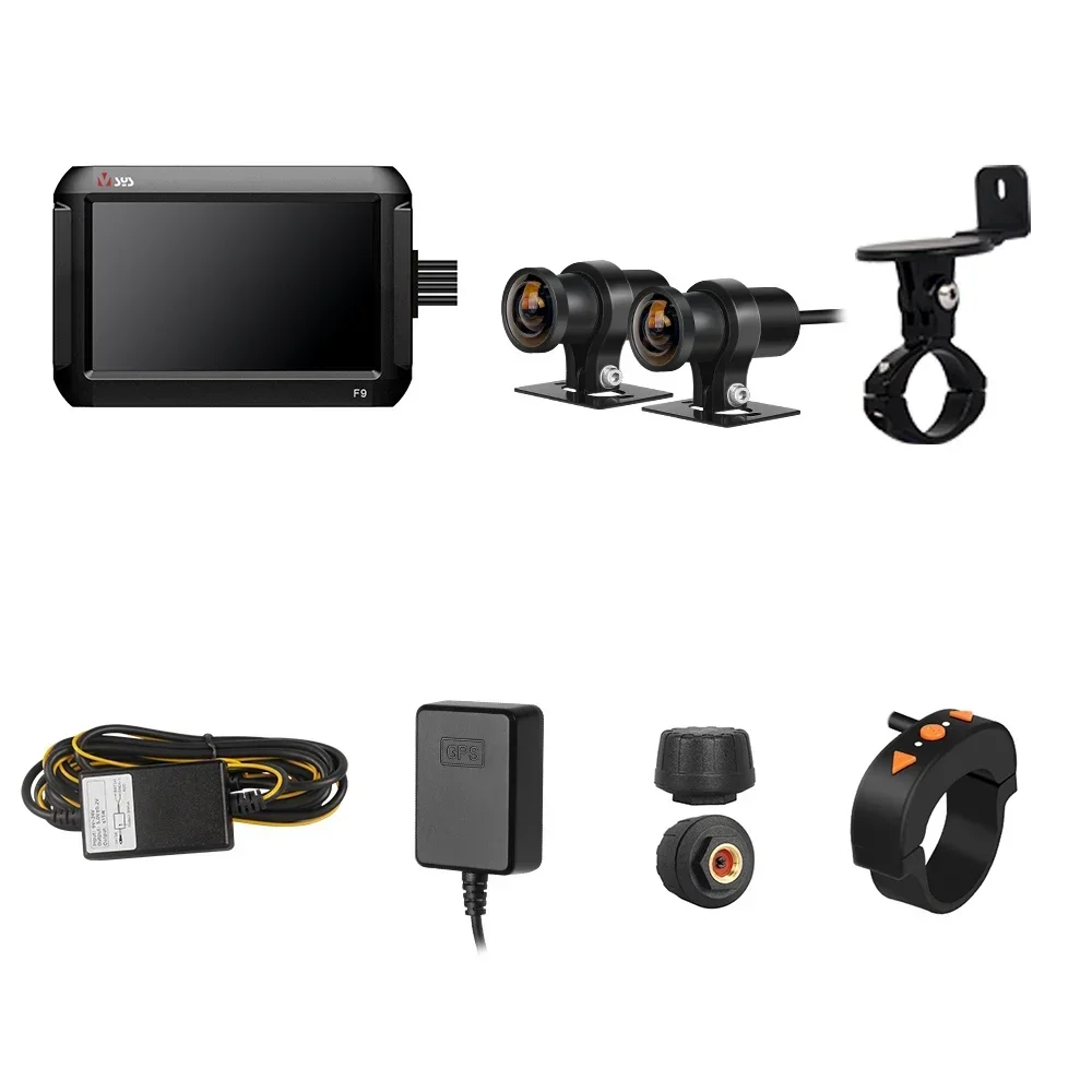 VSYS F9X Dual 1080P Fisheye IP67  Motorcycle Scooter Trike DVR Supports TPMS and Reversing Mode