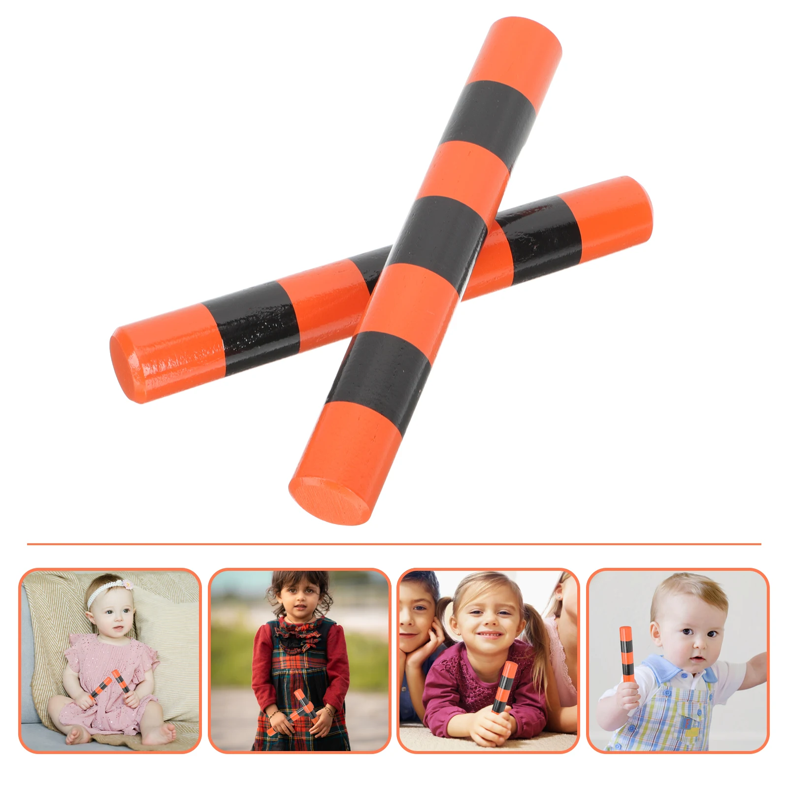 

2 Pcs Rhythm Stick Stripe Sound Percussion Sticks Kids Children Musical Wood Beating