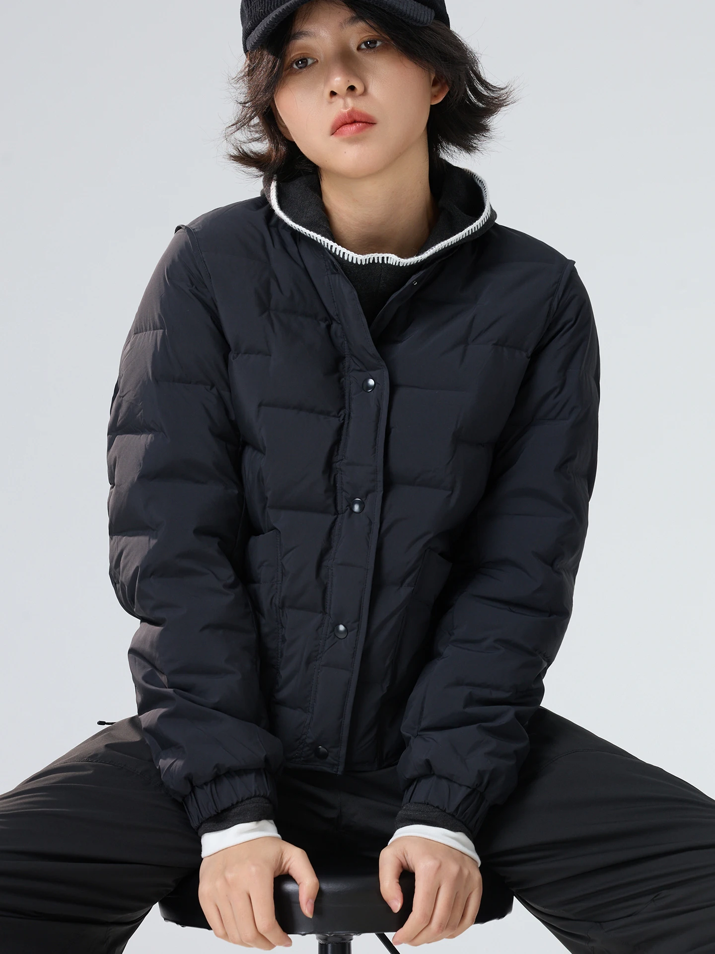 

WeTHEE Inteated Formation 600FP 90% White Du down Baseball Collar Puffer Jaet Anti-Drifting Casual Loose Fit Women's Coat