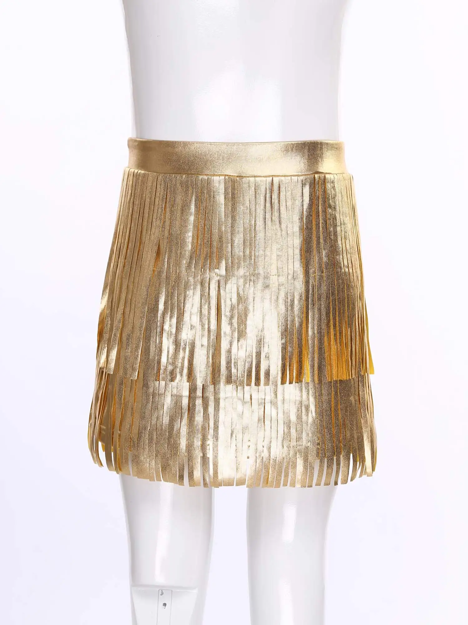 Western Cowgirl Costume Girls 70S Disco Latin Jazz Dance Jumpsuit Metallic Shiny One Flare Sleeve Bodysuit And Fringed Skirt Hat