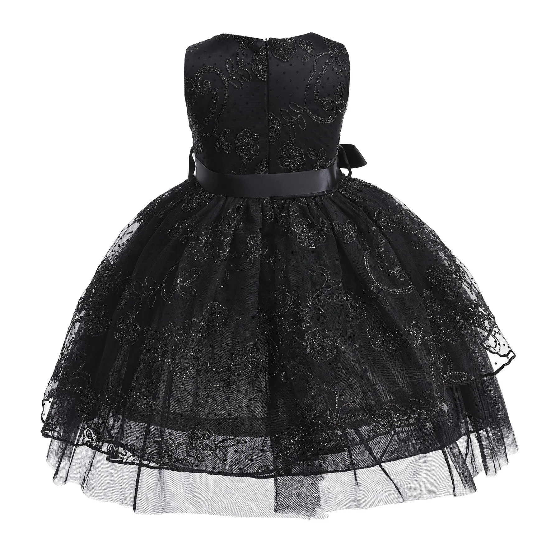 Baby Girl Dress Summer New Cross-border Girls 2024 Hollow Princess Dresses Children Black Lace Comfort Soft Gauze Dress