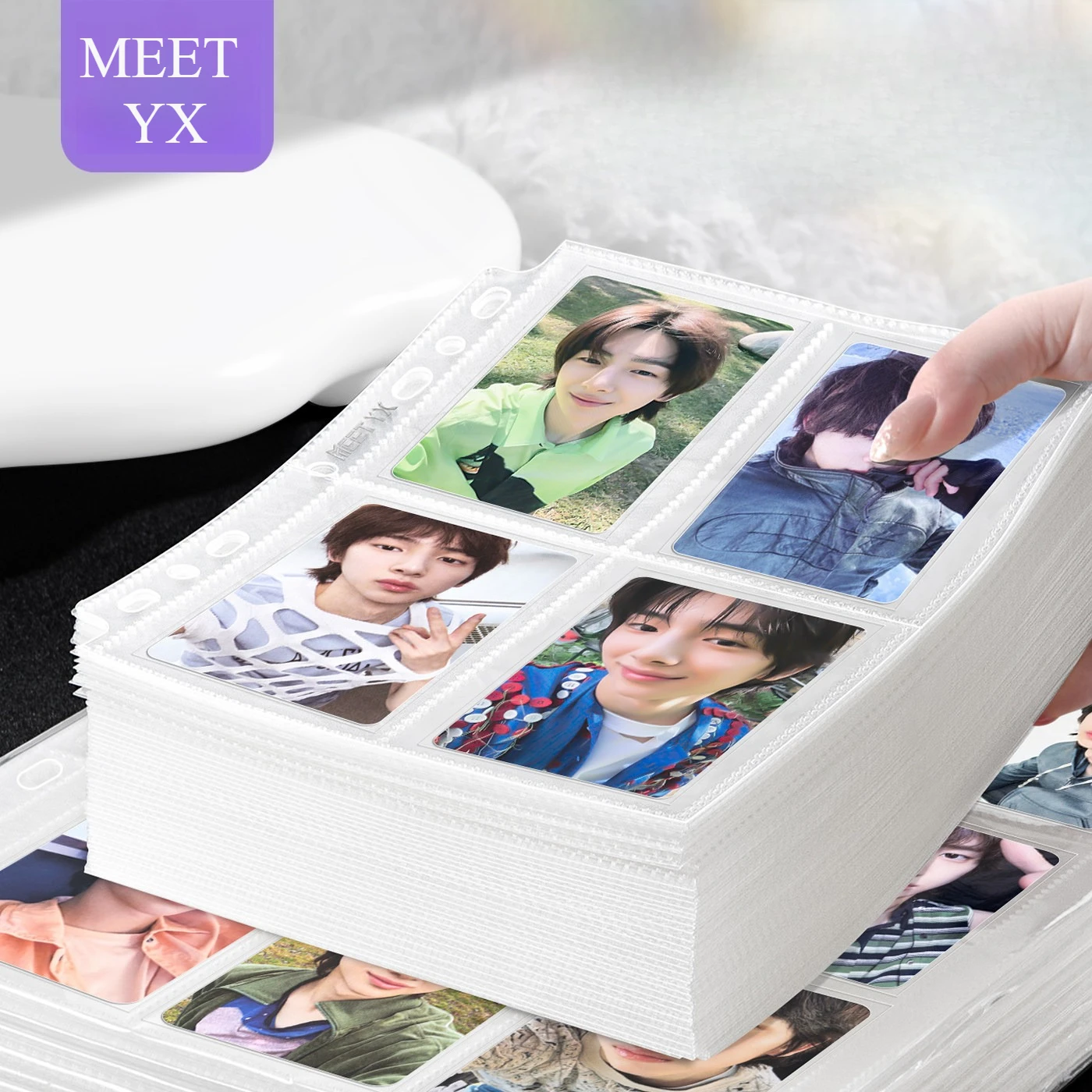 MEET YX 10pcs Card Holder Pages, Acid-Free 4/9 Pocket Sleeves for A5/A4 Binder, 3'' Protector Refill for Pokemon Trading Cards