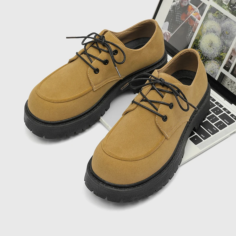 

Men Derby Shoes Faux Suede Solid Color Thick Bottom Trendy Classic Comfortable Men Shoes Size 37-46