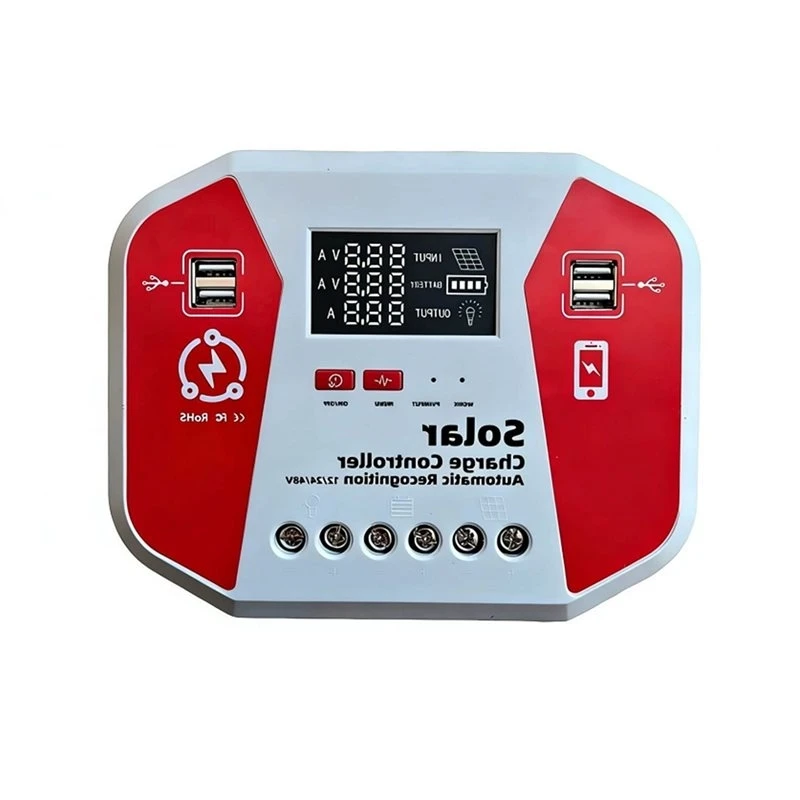 AA73 Solar Charge Controller 12V 24V 48V With LCD Display 4 USB Ports Auto PV Regulator For Lead Acid And Li Battery 40A