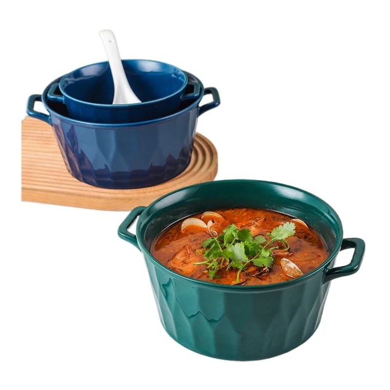 

*Binaural soup bowl household, extra large soup noodle bowl light luxury tableware ceramic soup basin
