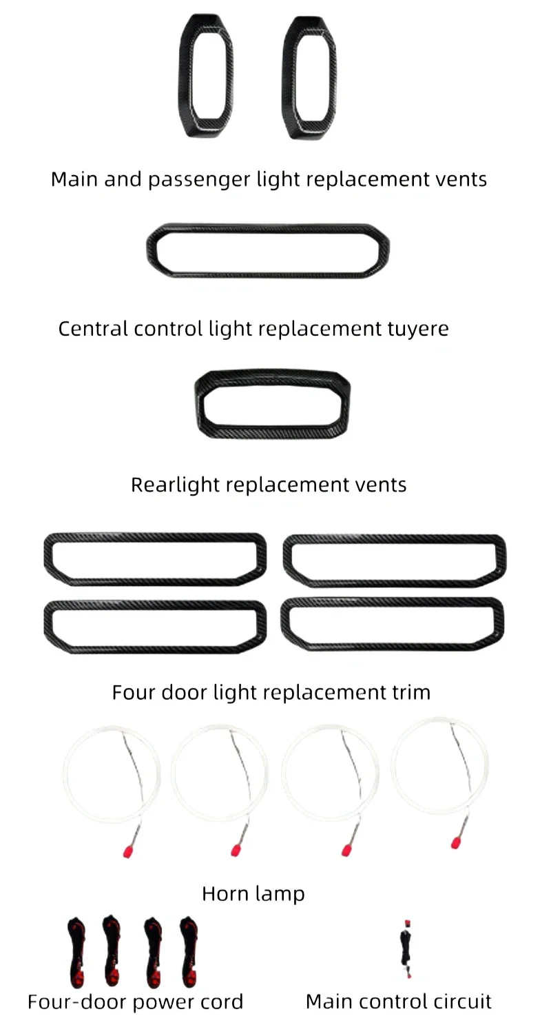 Car Carbon Brazing Pattern Luminous Air Outlet Kit Fit for JETOUR Traveler T2 64-color Atmosphere Light Car Interior Accessories